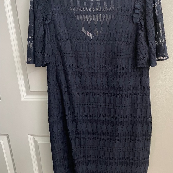 TRINA TURK Ellington Soutache Lace Shift Dress Sz M-Navy - Picture 1 of 4